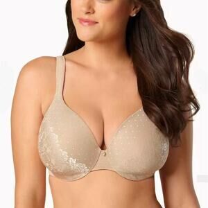 SOMA Stunning Support No Show Minimizer Bra 42D Nude Beige Full Coverage Wire